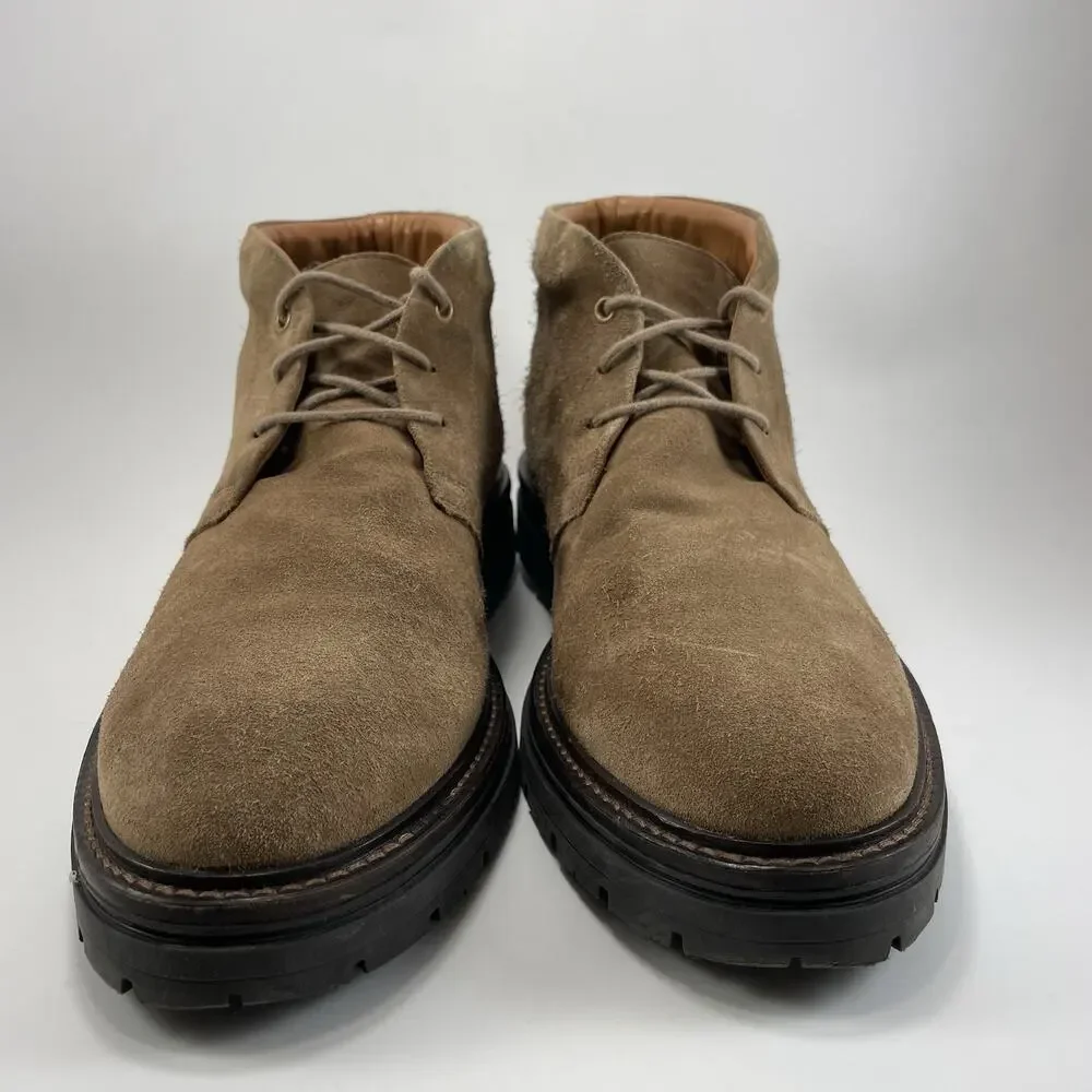 Boggi Milano Chukka Boots Mens Size 45, US 12 Tan Suede Derby Desert 3-Eye Ankle